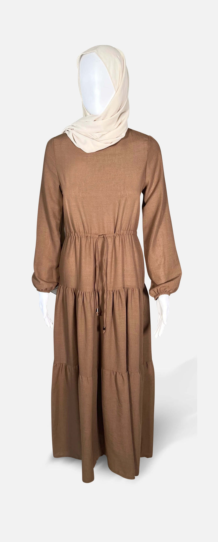 Linen-Blend Long sleeve Maxi Dress