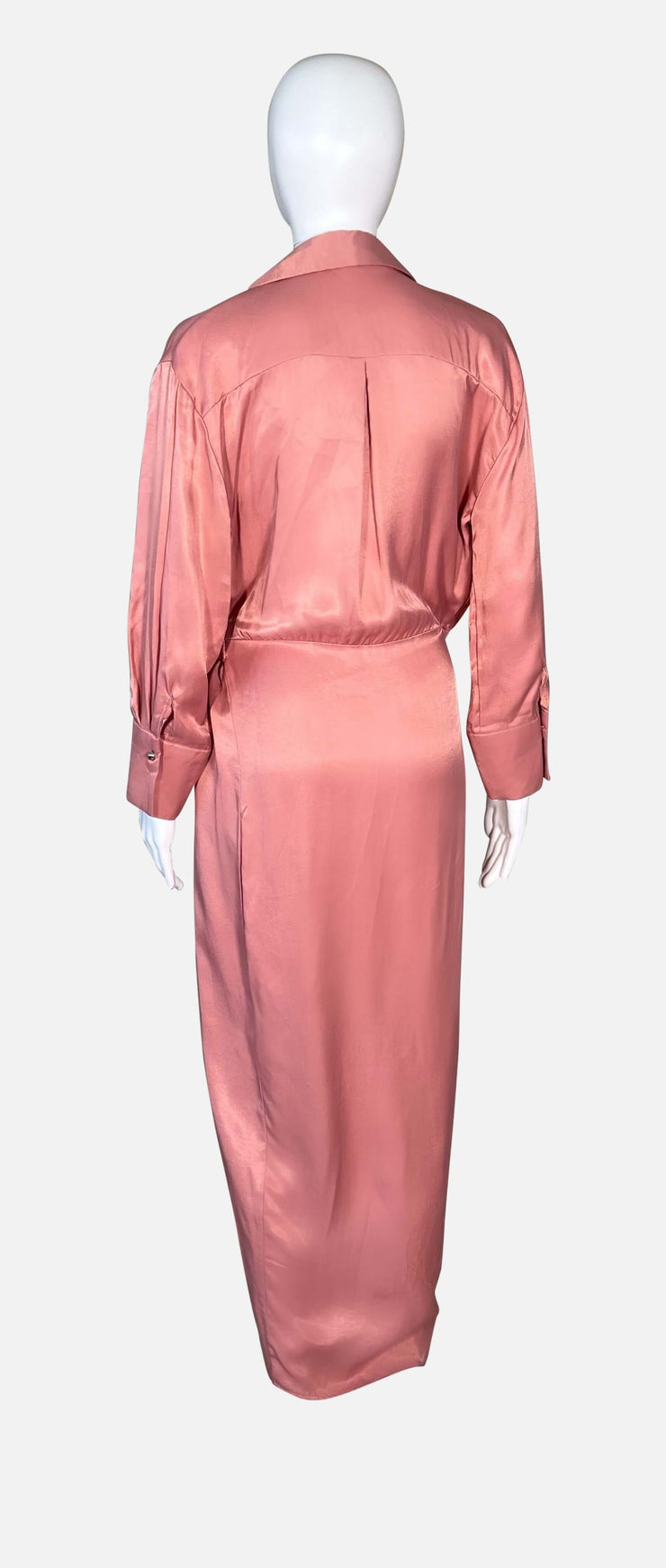 Blush Satin Wrap Midi Blouse
